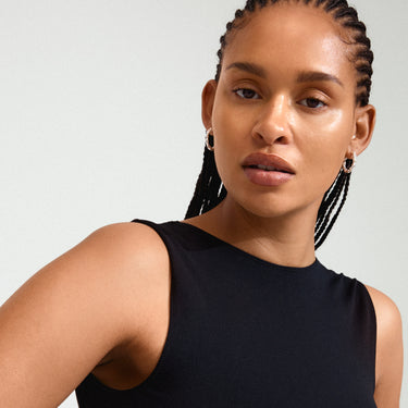 Aretes de aro, gruesos sólidos de forma irregurar baño de plata esterlina — TIDE