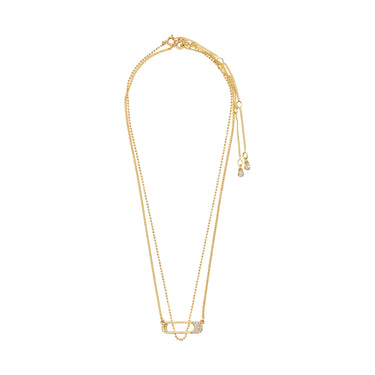 Collar cadena fina set 2-in-1, colgante forma de alfiler, baño de oro 18k — INSTANT
