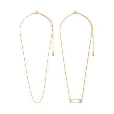 Collar cadena fina set 2-in-1, colgante forma de alfiler, baño de oro 18k — INSTANT