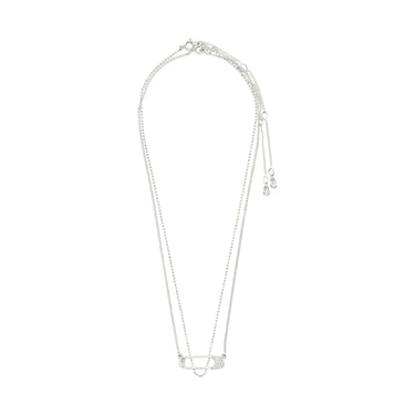 Collar cadena fina set 2-in-1, colgante forma de alfiler, baño de plata esterlina — INSTANT