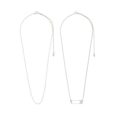 Collar cadena fina set 2-in-1, colgante forma de alfiler, baño de plata esterlina — INSTANT