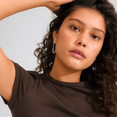 Aretes de aro, forma de alfiler, baño de plata esterlina — INSTANT