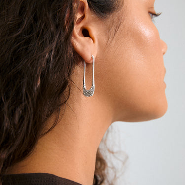 Aretes de aro, forma de alfiler, baño de plata esterlina — INSTANT