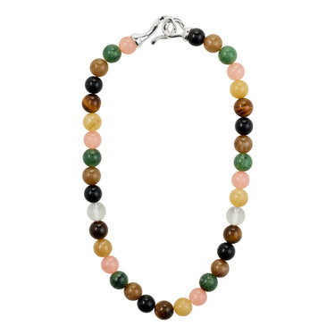 Collar cadena fina, con piedras semi preciosas, baño de plata esterlina — UNFOLD