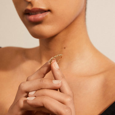 Anillo decoración burbujas sólidas, baño de oro 18k — SOLIDARITY