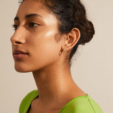 Aretes de aro mini, decoración burbujas sólidas, baño de oro 18k — SOLIDARITY