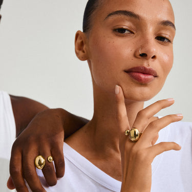 Anillo statement grueso, forma de cúpula de burbujas, baño de oro 18k — ALVIN