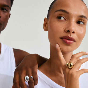 Anillo statement grueso, forma de cúpula de burbujas, baño de oro 18k — ALVIN