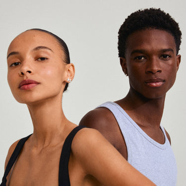 Aretes de botón, forma estrella de mar, baño de plata esterlina — ANDRE