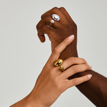 Anillo statement grueso, forma de cúpula de burbujas, baño de plata esterlina — ALVIN