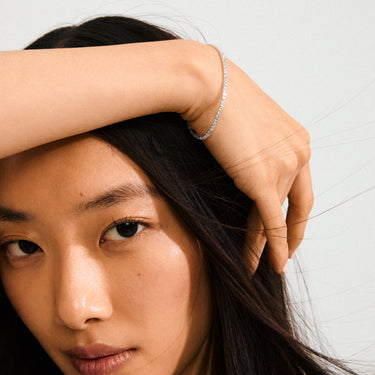 Pulsera elástica, con cristales preciosa, baño de plata esterlina — ARASH