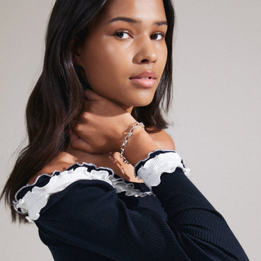 Pulsera charm con eslabones, baño de plata esterlina — CHARM BRACELET