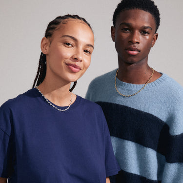 Collar corto, eslabones sólidos de forma ondulada, baño de plata esterlina — PENELOPE