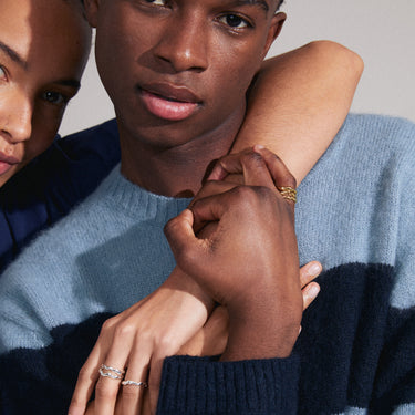 Pack 3 anillos apilables sólidos, forma irregular, baño de plata esterlina — PENELOPE