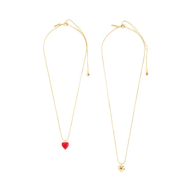 Collar set 2-in-1, colgantes mini corazones, baño de oro 18k — MAEVE