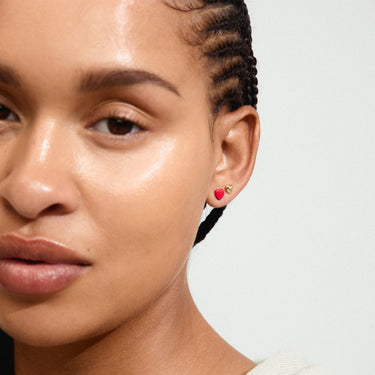 Aretes set 2 en 1, pendientes de corazón, baño de oro 18k — MAEVE