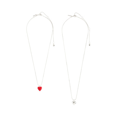 Collar set 2-in-1, colgantes mini corazones, baño de plata esterlina — MAEVE