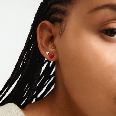 Aretes set 2 en 1, pendientes de corazón, baño de plata esterlina — MAEVE