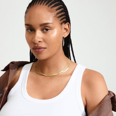 Collar 5 en 1, cadenas de serpiente, baño de oro 18k — KIRA