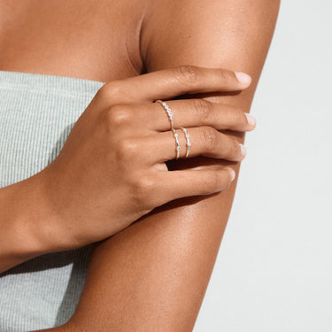 Anillos 3 en 1 set, apilables con cristales, baño de plata esterlina — SLOAN