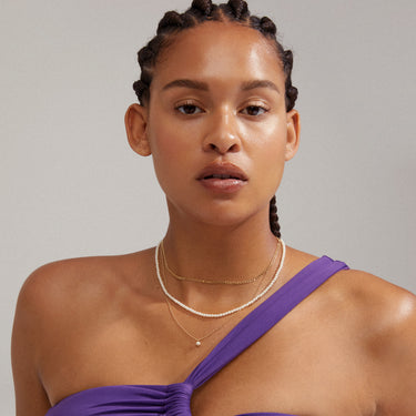 Pack 3 collares, perlas, eslabones y cadena con dije, baño de oro 18k — BAKER