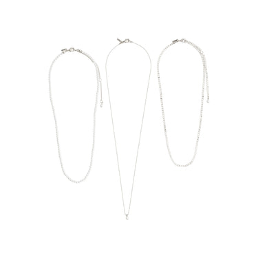 Pack 3 collares, perlas, eslabones y cadena con dije, baño de plata esterlina — BAKER