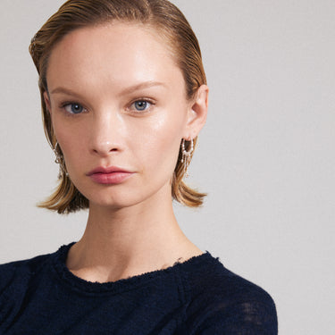 Aretes de aro, colgantes de perla y cristales preciosa, baño de plata esterlina — ARLET