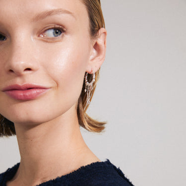 Aretes de aro, colgantes de perla y cristales preciosa, baño de plata esterlina — ARLET