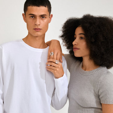 Anillo statement grande, diseño de garabato, baño de plata esterlina — DIEGO