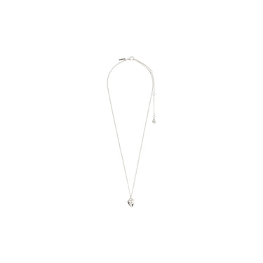 Collar cadena fina, colgante mini corazón sólido, baño de plata esterlina — AFRODITTE