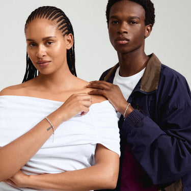 Brazalete cadena fina, con cristales, baño de plata esterlina — IMOGENE