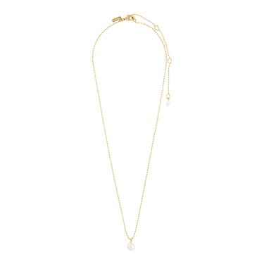 Collar cadena fina, colgante de perla, baño de oro 18k — HADLEY
