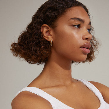 Pack 2 aretes, brillantes de botón, aros con brillantes baño de oro 18k — ELNA