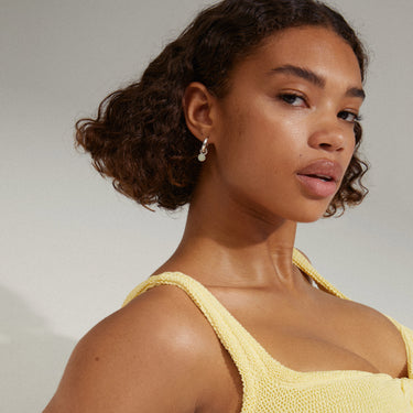 Aretes de aro, colgantes de amazonita, baño de plata esterlina — EVAH