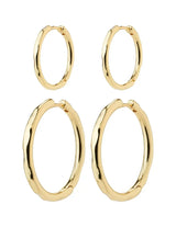 EVE Aretes de aro set 2 en 1 recubiertos de oro