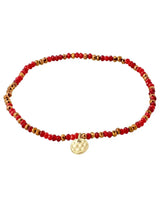 INDIE Pulsera roja, recubierta en oro