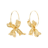 Aretes de aro, con colgantes florales, baño de oro 18k — DREAM