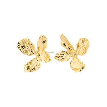 Aretes de botón, pendientes de flores, baño de oro 18k — DREAM