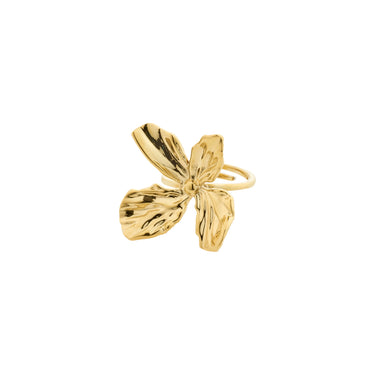 Anillo statement, con diseño floral, baño de oro 18k — DREAM