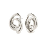 Aretes de botón, forma de garabato, baño de plata esterlina — UNFOLD