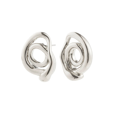 Aretes de botón, forma de garabato, baño de plata esterlina — UNFOLD