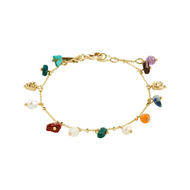 Pulsera cadena fina, con piedras semi preciosas, baño de oro 18k — BETWEEN