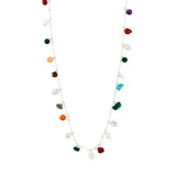 Collar cadena fina, con piedras semi preciosas, baño de plata esterlina — BETWEEN