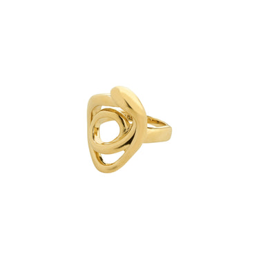 Anillo statement grande, diseño de garabato, baño de oro 18k — DIEGO