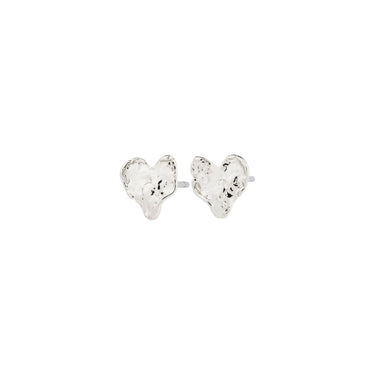 Aretes de botón, con pequeños corazones, baño de plata esterlina — RYAN