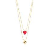 Collar set 2-in-1, colgantes mini corazones, baño de oro 18k — MAEVE
