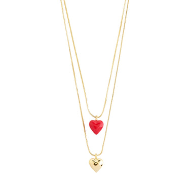 Collar set 2-in-1, colgantes mini corazones, baño de oro 18k — MAEVE