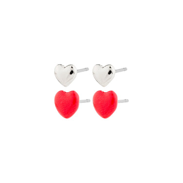 Aretes set 2 en 1, pendientes de corazón, baño de plata esterlina — MAEVE