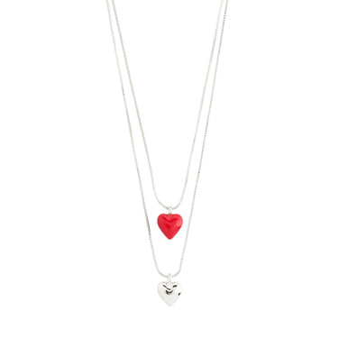 Collar set 2-in-1, colgantes mini corazones, baño de plata esterlina — MAEVE