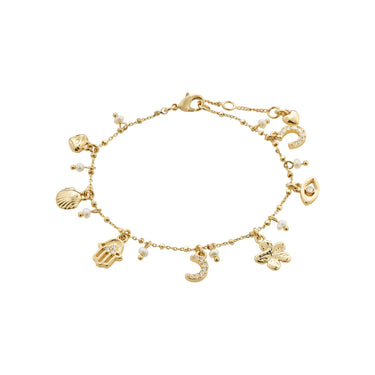 Pulsera cadena fina, con colgantes de simbolos, baño de oro 18k — PRUCENCE